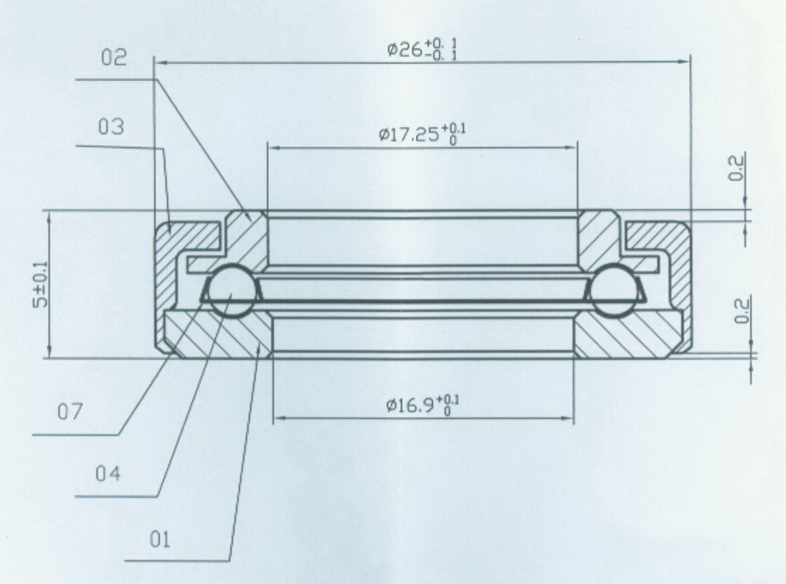 STB0476 非標(biāo)帶罩殼平面推力軸承 尺寸：16.9*17.25*26*5 產(chǎn)品編號:STB0476