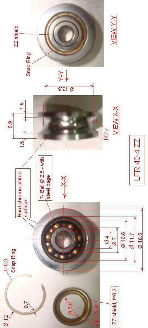 STB0493 非標U型槽軸承 尺寸：4*16.5*6.9 產(chǎn)品編號:STB0493