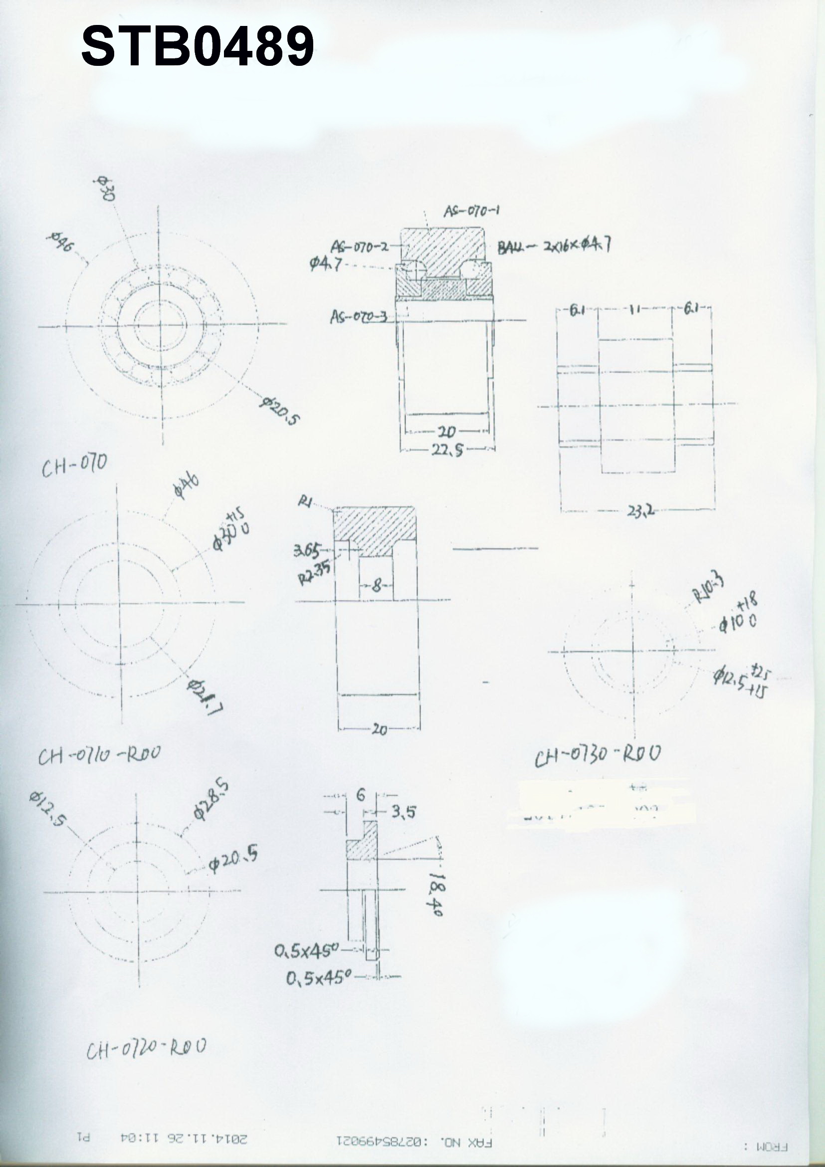 STB0489 非標(biāo)雙列滿球軸承 尺寸：21.5*46*22.5 產(chǎn)品編號:STB0489